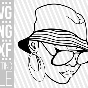 Woman In Glasses svg, Bucket Hat svg, Hairstyle svg, Melanin, Black Girl Magic, Sun Hat svg, File for Cricut, Silhouette ,Instant download