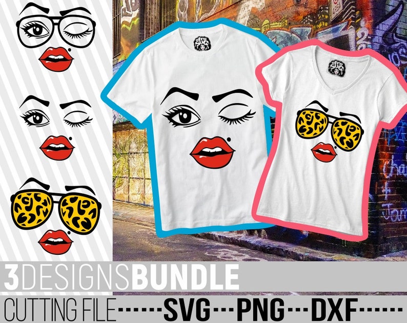 Download Silhouette Red Lips Svg Cut Files Clipart File For Cricut Vector Winking Svg Leopard Print Svg 3x Woman Face In Glasses Bundle Svg Clip Art Art Collectibles