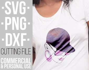 Black Woman with glasses svg, Cap svg, Rap, Afro woman svg, Black Girl Magic, File for Cricut, Vector, Silhouette, Instant download,Cuttable