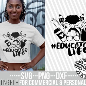 Afro Messy Bun Erzieher Svg, Schulanfang Svg, Lehrer svg, Afro Frau Svg, Bandana svg, Crayon, Sofort Download