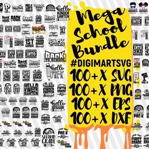 Mais de 100 pacotes Svg escolares, lápis svg, pré-K svg, jardim de infância svg, volta às aulas, primeiro dia de aula, arquivo para Cricut, download instantâneo