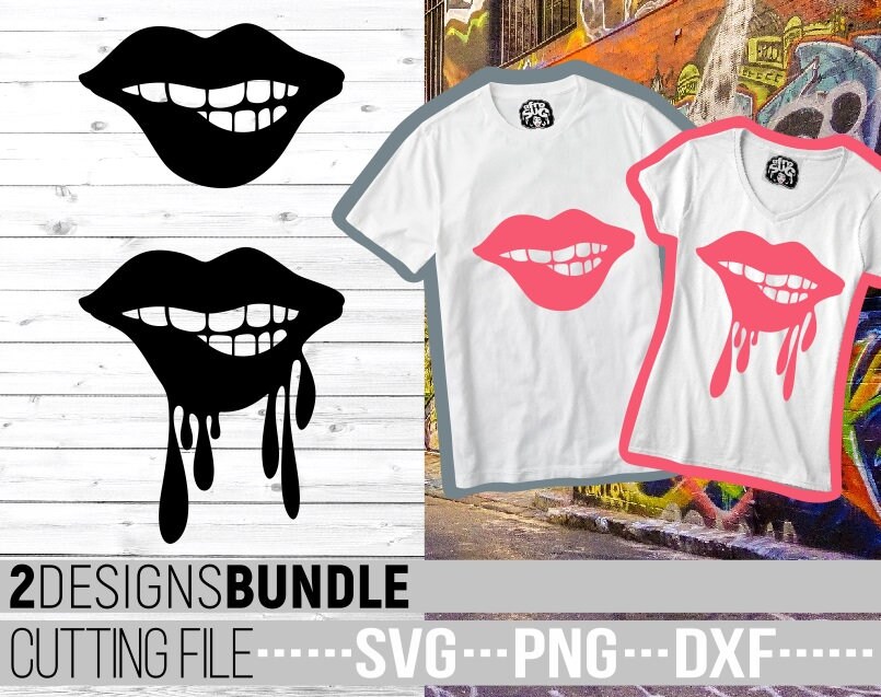 Download 2x Lips Designs Bundle Svg Dripping Red Lips Svg Afro Svg African American File For Cricut Vector Clipart Silhouette Cut Files