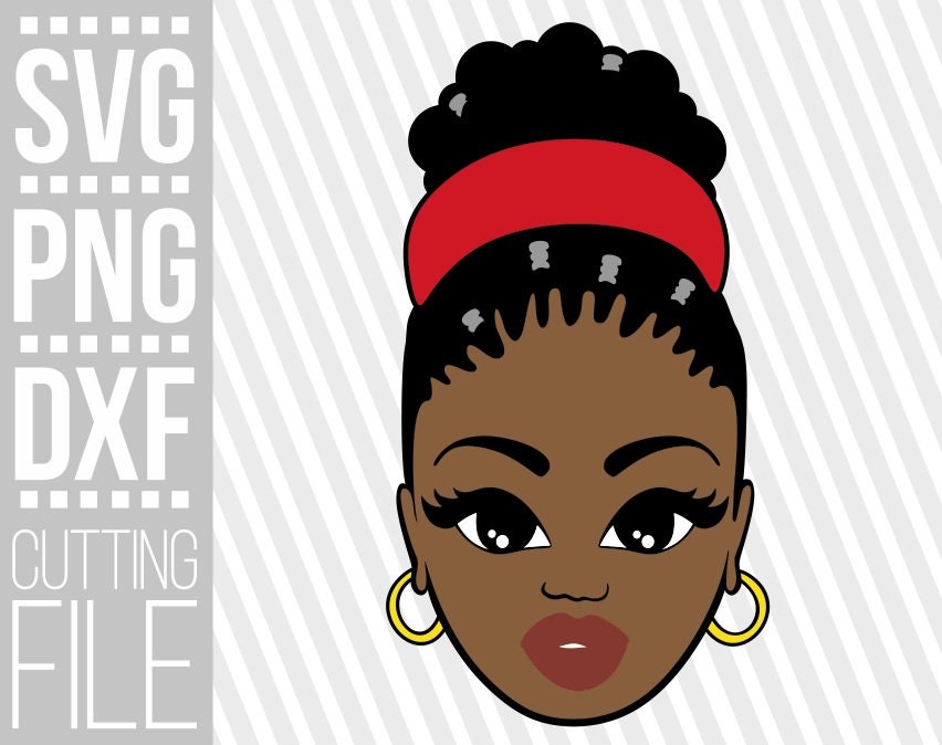 Download Black Woman In Headband Svg Black History Svg Afro Svg Headwrap Svg African American Svg Silhouette Instant Download File For Cricut