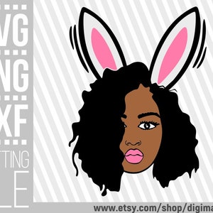 Sexy Black Woman Easter svg, Melanin svg, Bunny Girl svg, Bunny Ears svg, Easter svg, Bunny svg, Afro svg, Fichier pour Cricut, Téléchargement instantané