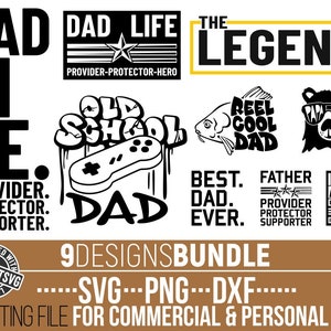 Fathers Day Svg Bundle, Dad Life svg, Hero svg, Beard Man, Daddy svg, Father svg, Papa Bear svg, Fisher, Fichier pour Cricut, Téléchargement instantané
