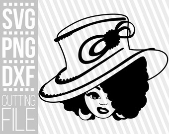 Black Lady with funny hat svg, Melanin, Gospel, Fashion svg, Afro Girl ,Black Girl Magic svg,File for Cricut, Silhouette ,Instant download