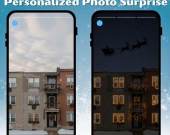 Custom Christmas Santa Photo Edit | Personalized Night Sky Holiday Picture Using Your Home Photo | Magical Santa Flying Scene Surprise