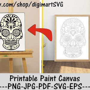 Sugar Skull Mandala Coloring Page, Skull png, DIY Paint Party, Adult Printable Coloring Page, Paint With A Twist, Paint & Sip, Coloring Book