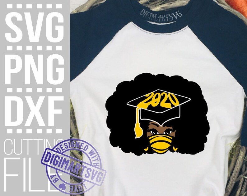 Download Black Girl in Graduation Hat svg Afro Woman svg Face Mask | Etsy