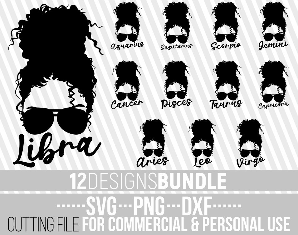 Download 12x Zodiac Sign Bundle Svg Horoscope Black Girl Magic Messy Etsy