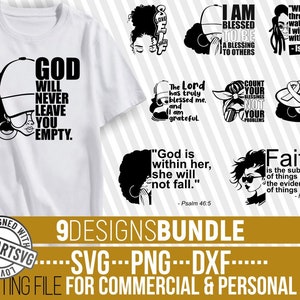 9x Afro Frau svg Bundle, Pray svg, Gott svg, Black Woman, Blessed svg, Messy Bun, Black History, Self svg, Datei für Cricut, Instant download