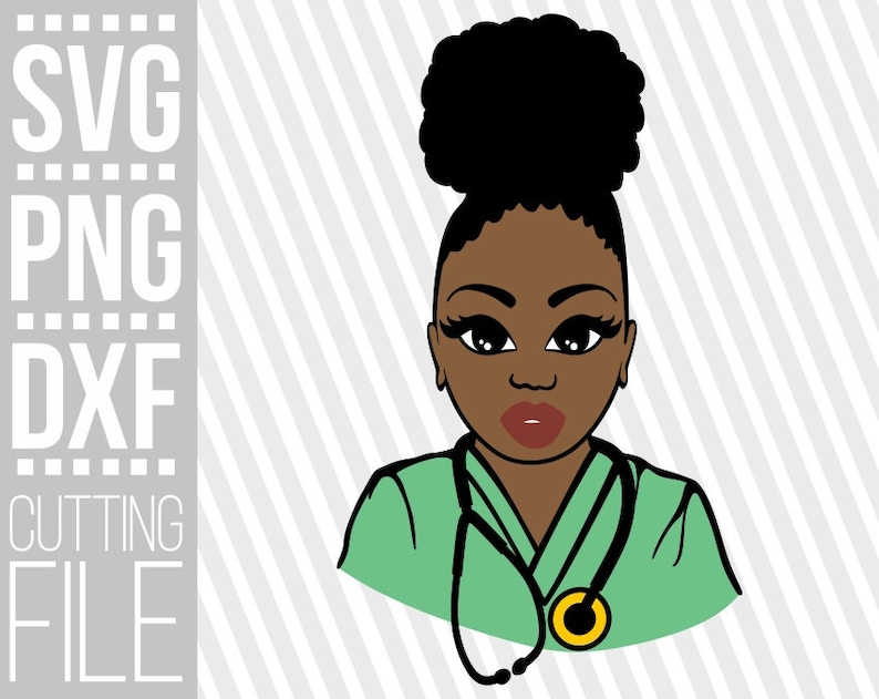 Doctor with afro bun svg Afro Girl svg Nurse Life svg | Etsy