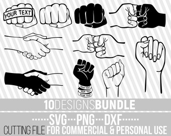 10x Fist Designs Bundle  svg, Hand svg, Power svg, Father And Son svg, Fist Bump, Punch svg, File for Cricut, Silhouette ,Instant download