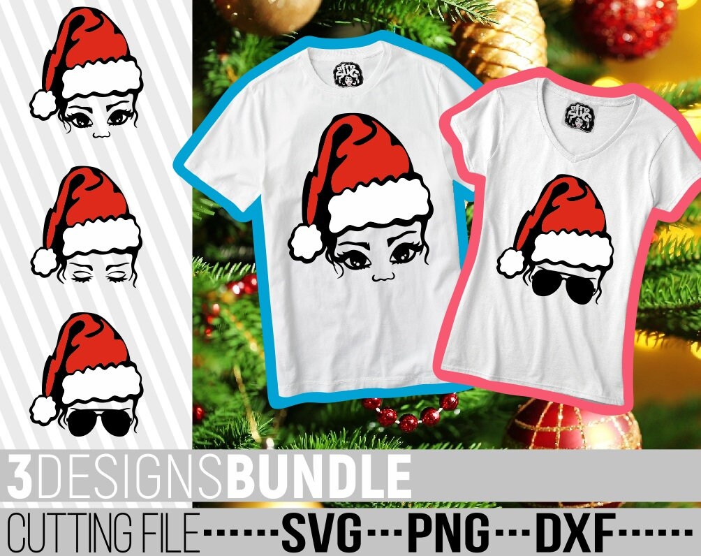 Download Christmas Svg Christmas Bundle Svg Santa Claus Svg Melanin Svg Messy Bun Svg Black Woman Silhouette Cuttable Files File For Cricut