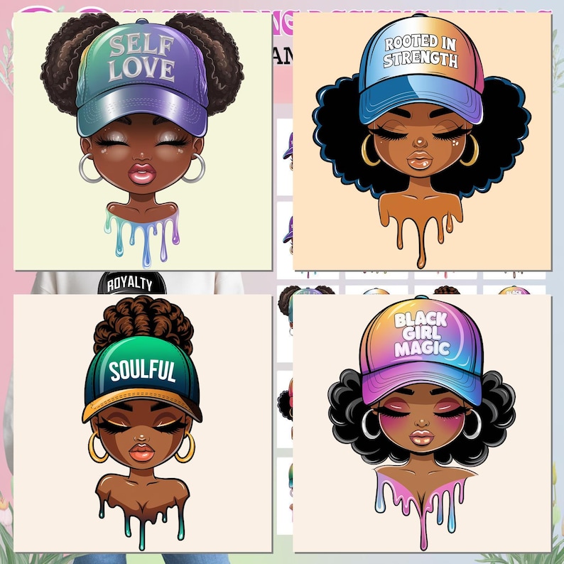 20x Black Woman PNG Bundle, Melanin PNG, Blessed, Dripping Clipart ...