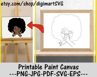 Praying Woman Printable Paint Canvas, Pray svg, Coloring Pages, Paint With A Twist, Paint Party, Adult Printable Coloring Page, Paint & Sip