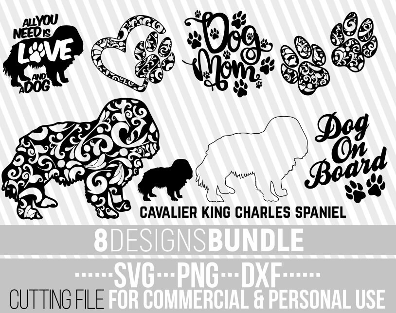Download 8x Cavalier King Charles Spaniel Mandala Bundle Svg Dog Bundle Svg Dog Shapes Mandala Dog Cuttable File Silhouettes Bundle Cricut File