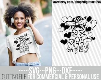 Afro désordre cheveux confiance en soi, valeur de soi svg, Respect svg, coeur svg, histoire des Noirs, Bandana svg, fichier pour Cricut, Silhouette, couper des fichiers