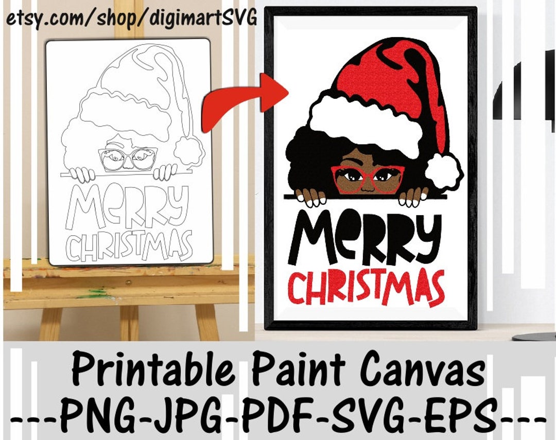 merry-christmas-printable-paint-canvas-peekaboo-coloring-pages-paint-with-a-twist-melanin-adult-printable-coloring-page-paint-sip-etsy
