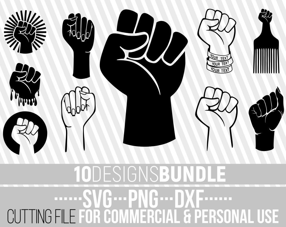 Download 10x Fist Designs Bundle Svg Hand Svg Power Svg Woman Svg Man Svg Monogram Punch Svg File For Cricut Silhouette Instant Download