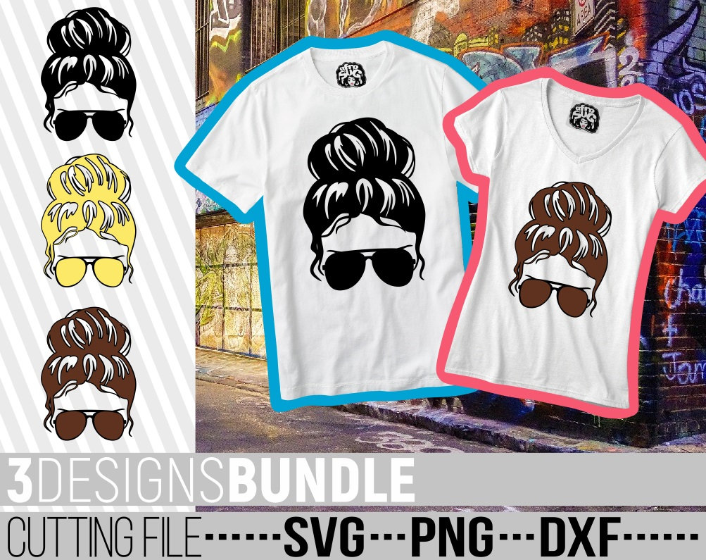 Download 3x Girl With Messy Bun Bundle Svg Glasses Svg Blonde Hair Etsy