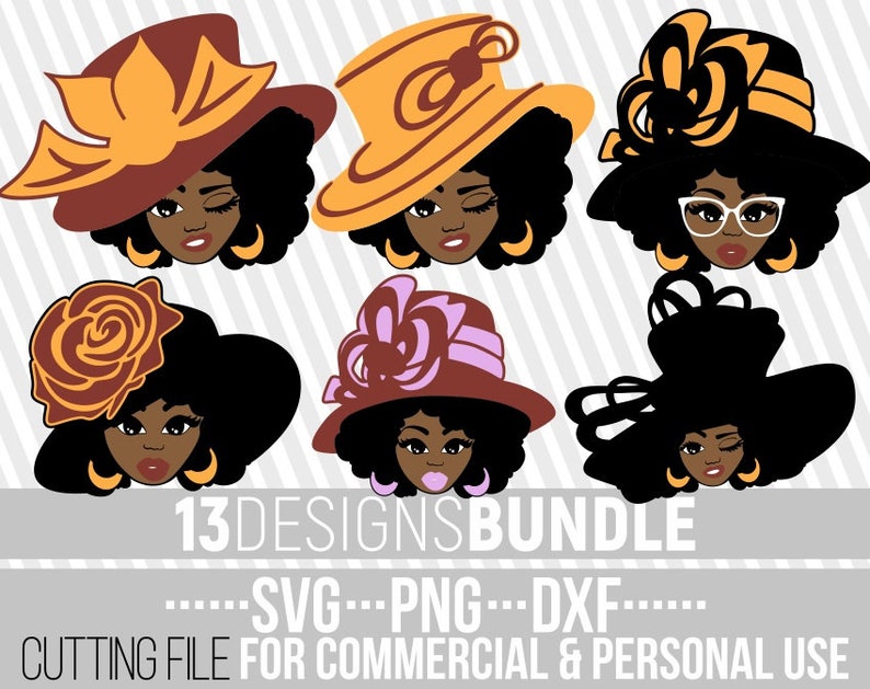 Download 13x Amazing Black Woman with Hat Bundle svg Melanin Afro ...