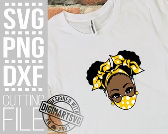 Black Girl with Afro Puffs svg, Melanin svg, Afro Woman svg, Face Mask svg, File for Cricut, Vector, Silhouette, Instant download, Cuttable