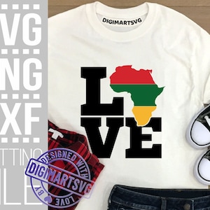 Love Africa svg, Black History Month svg, Black Woman svg, Afro svg, Melanin svg, File for Cricut, Silhouette, Download istantaneo, Sublimazione