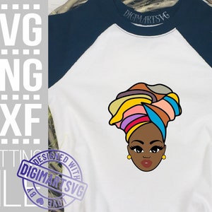 Black girl with colorful headband svg, Hairstyle, Eyes, Melanin, Afro woman, Black Girl Magic, File for Cricut, Silhouette ,layered design