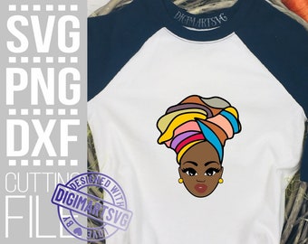 Black girl with colorful headband svg, Hairstyle, Eyes, Melanin, Afro woman, Black Girl Magic, File for Cricut, Silhouette ,layered design