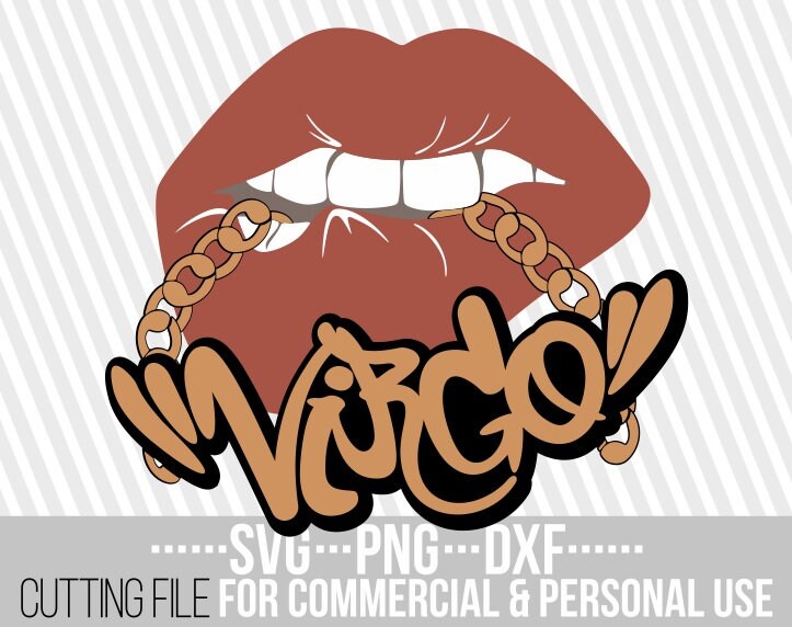 Virgo Svg Gold Chain Svg Biting Lips Svg Zodiac Sign Svg | Etsy