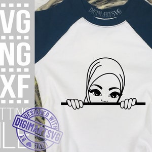 Peeking Girl svg, Muslim Afro Woman svg, Religious, Cuttable Vector Files, Black Girl Magic,File for Cricut, Silhouette,Instant download