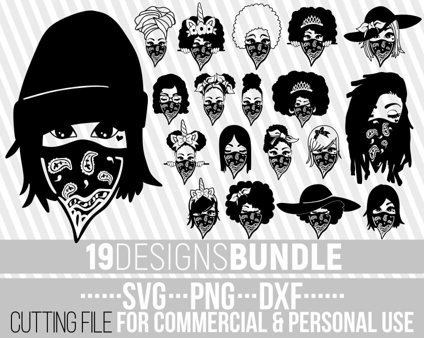 Download 19x Beauty Black Woman With Bandana Bundle Svg Black Girl Magic Street Girl File For Cricut Silhouette Vector Instant Download Print