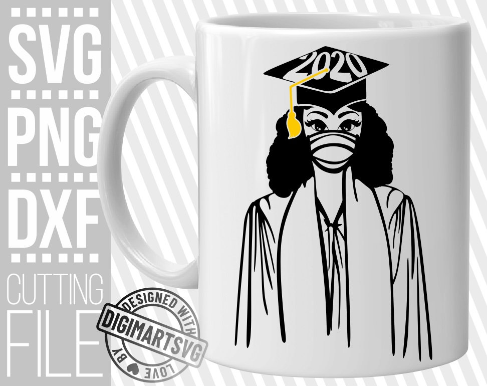 Download Black Woman In Graduation Hat Svg Grad Svg Mask Svg Natural Hair Svg File For Cricut Vector Silhouette Instant Download Cuttable