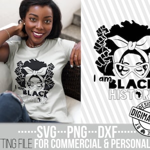 Afro Messy Bun I Am Black History svg, Afro Woman svg, African American svg, Fist svg, Juneteenth svg, File for Cricut, Instant download