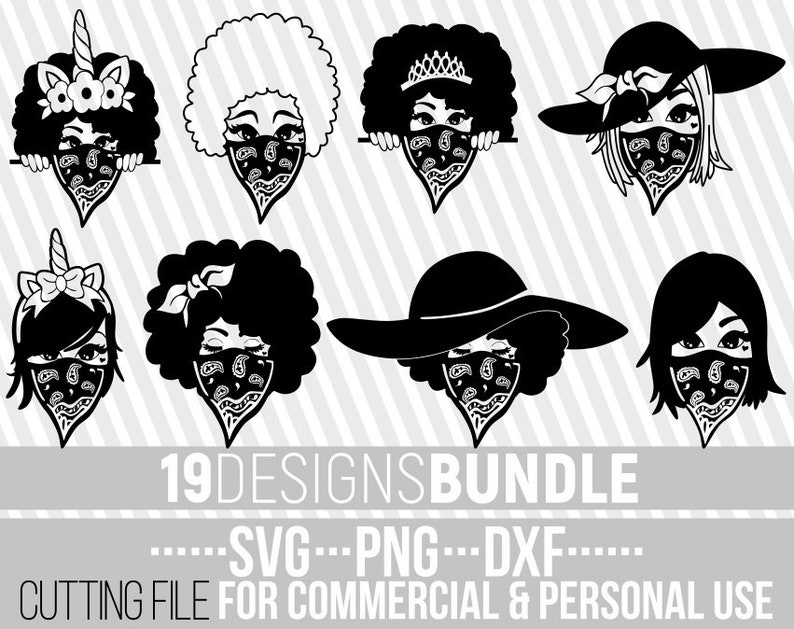 19x Beauty Black Woman with Bandana Bundle svg Black Girl Etsy