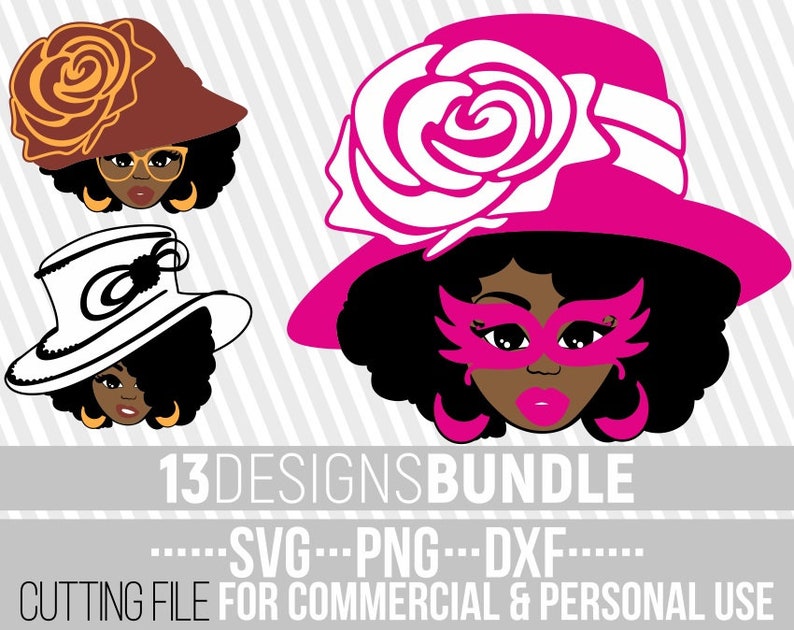 Download 13x Amazing Black Woman with Hat Bundle svg Melanin Afro ...
