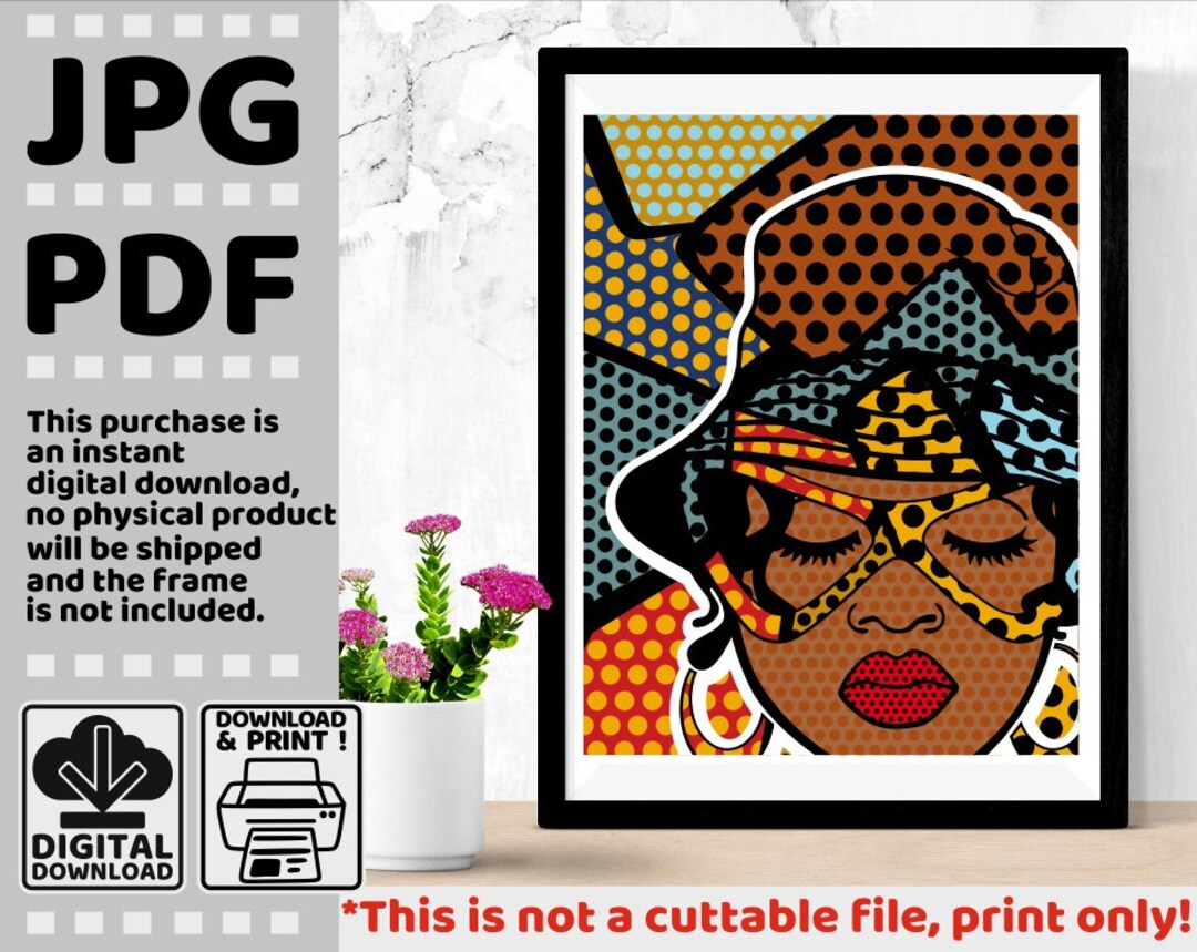 Black Woman Wall Art, Pop Art, Woman Print Art, Canvas Print, Abstract ...