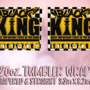 Pezzo più importante del gioco Black King Tumbler Wrap PNG, Disegni per tumbler a sublimazione Black Man, Tumbler gonfio 3D PNG, Afro PNG