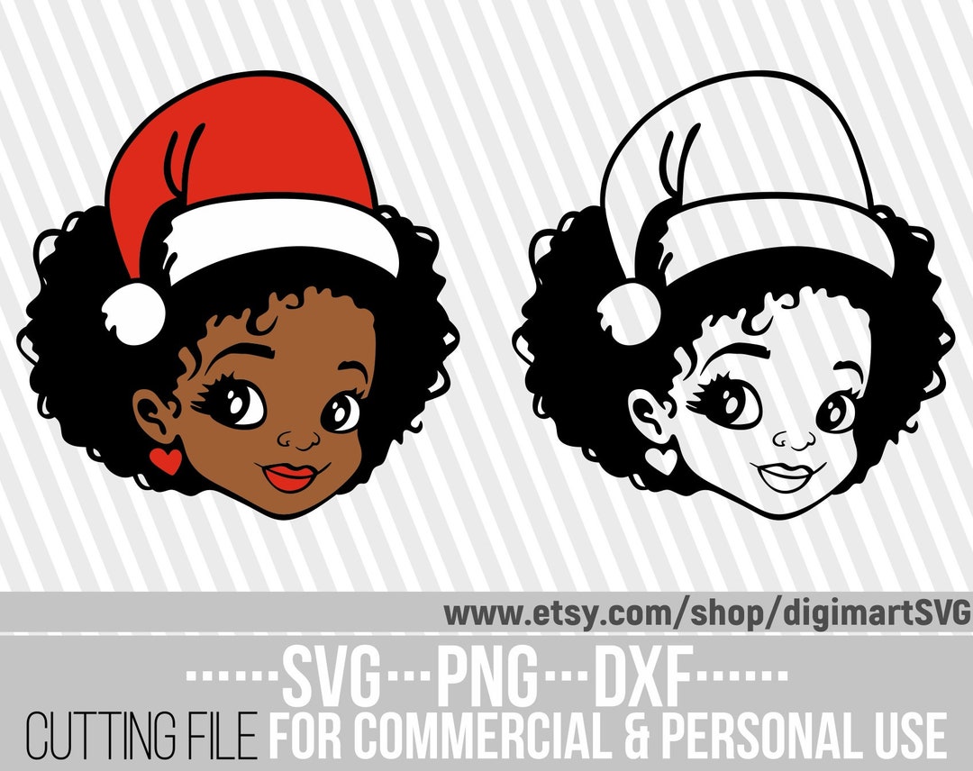 Christmas Svg, Cartoon Svg, Black Girl Svg, Santa Girl Svg, Afro Svg