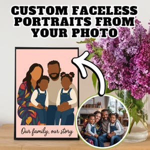 Custom Faceless Portrait, Custom Illustration Wall Art, Best Friend Portrait, Portrait From Photo, Custom Portrait, Personalized Family