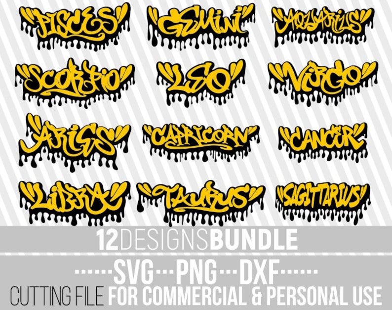 Astrology svg Vector,Silhouette Horoscope Black Girl Magic Graffiti svg Layered svg File for Cricut 12x Zodiac Sign Bundle svg