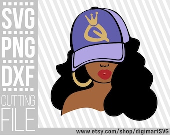 Black Queen svg, Baseball Hat svg, Natural Hair svg, Black Woman, Afro svg, Melanin, Black History, File for Cricut, Instant download, Print