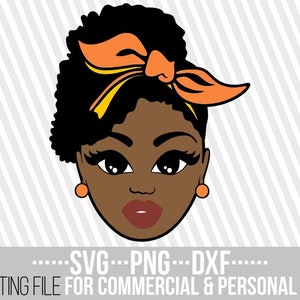 Afro Girl with hair bow svg, Natural hair svg, Layered, Melanin, Black woman,Black Girl Magic, File for Cricut, Silhouette ,Instant download