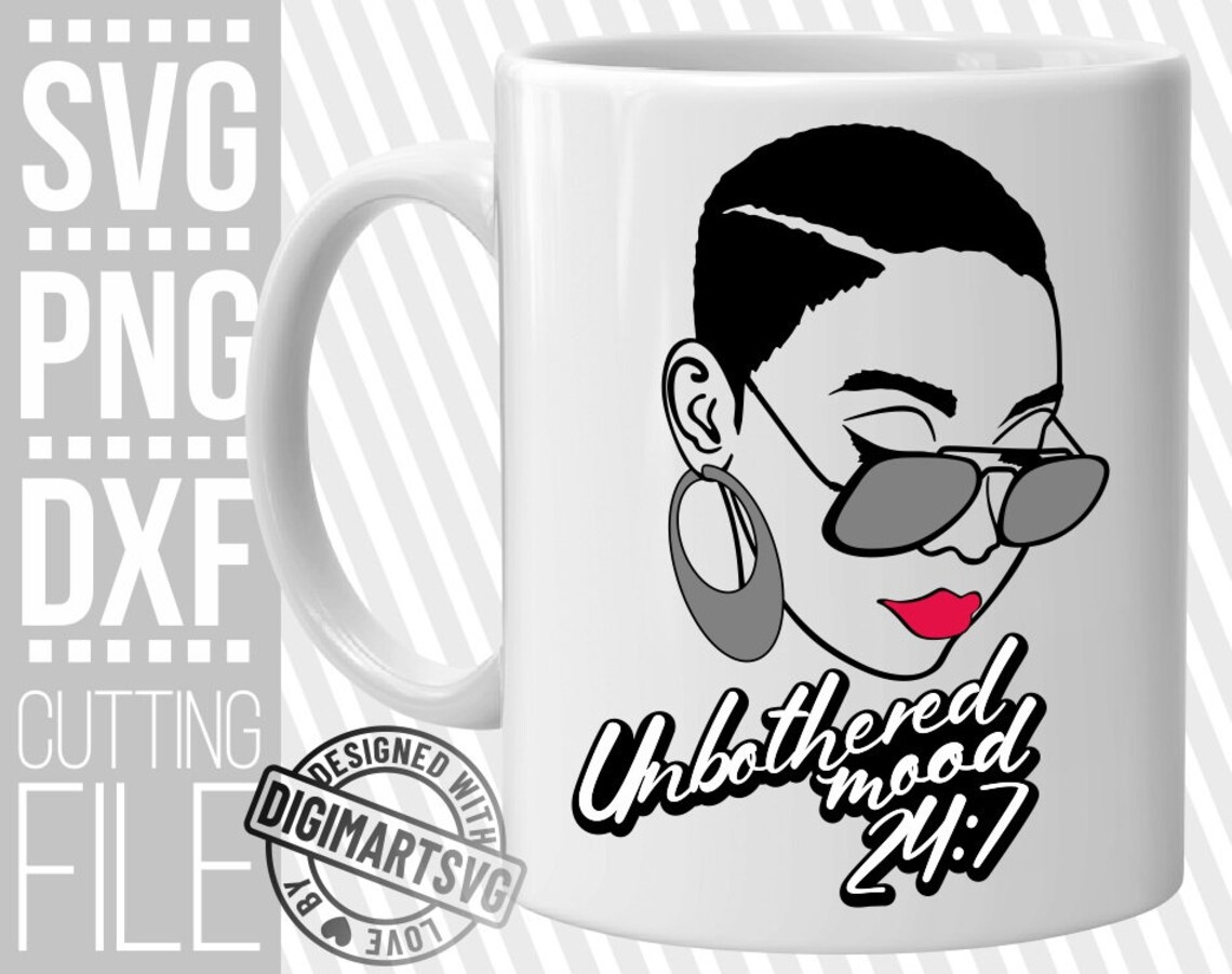 Download Afro Woman in Glasses svg Unbothered svg Mood svg Short | Etsy