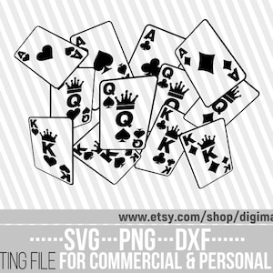 Jugando a las cartas PNG, Poker svg, Reina de corazones svg, Juegos de cartas, Flaying Cards png, Reina PNG, Sublimación, Archivo para Cricut, Descarga instantánea