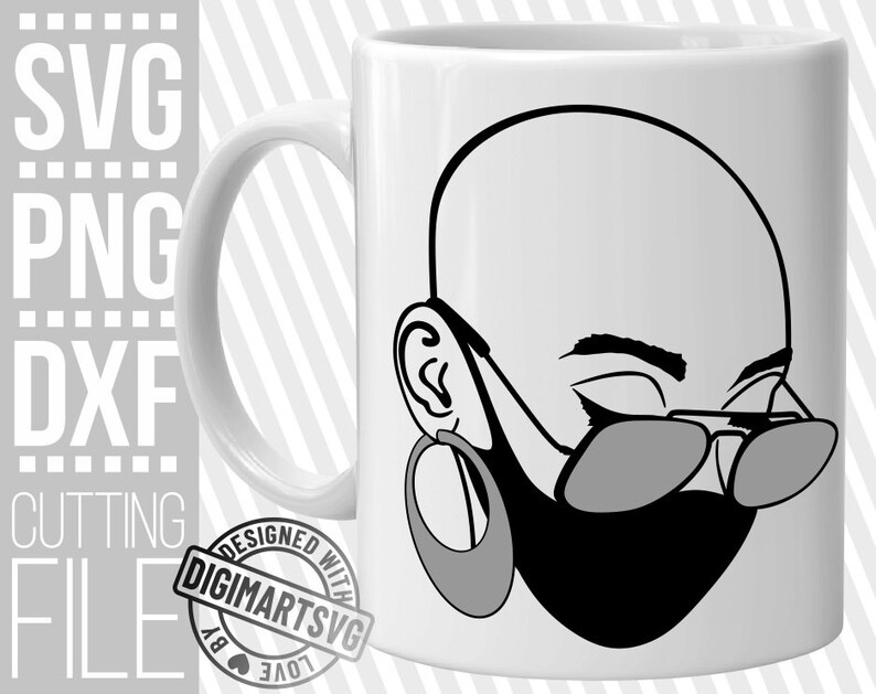 Download Mask Svg File For Cricut Print Silhouette Survive Svg Black Girl Magic Vector Instant Download Cuttable Bald Woman In Glasses Svg Clip Art Art Collectibles