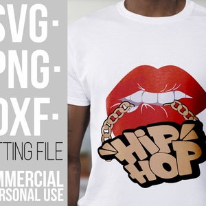 Hip Hop Svg, Graffiti, Gold Kette svg, beißende Lippen SVG, Musik, Rap, Old School, Afro Frau, Silhouette, Datei für Cricut, Sofortiger Download