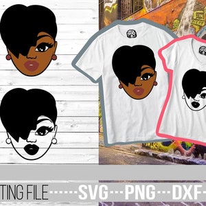 Afro Woman In Short Hair svg, Black Woman, Afro svg, Locks Hair svg, Melanin, File for Cricut, Vector, Silhouette, Instant download,Cuttable