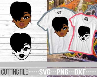 Afro Woman In Short Hair svg, Black Woman, Afro svg, Locks Hair svg, Melanin, File for Cricut, Vector, Silhouette, Instant download,Cuttable
